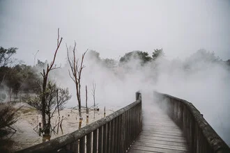 Photo art by Jessica Wiedemann: foggy bridge in a mystical landscape