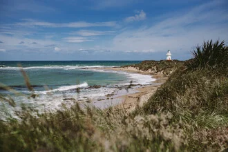 Photo art: coastal landscape featuring a lighthouse in New Zealand