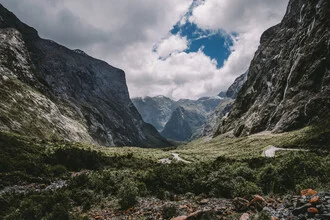 Photo art by Jessica Wiedemann: serene fjord landscape in New Zealand