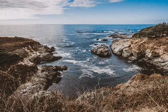 Photo art by Jessica Wiedemann: serene California coastline with gentle waves