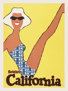 Wall art by Vintage Collection: stylish illustration of a woman in California.