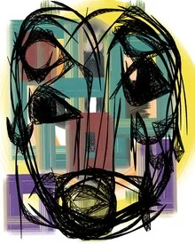 Colorful face with a playful expression, conveying joy and liveliness