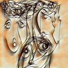 Photo art by Jwan Ibrahim: portrait of a thoughtful family