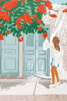Illustration by Uma Gokhale: colorful depiction of a woman with tropical plants