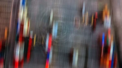 Photo art by Virginia Garfunkel: urban container port with motion blur