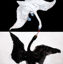 Illustration by Hilma af Klint: a stylized swan in soft colors