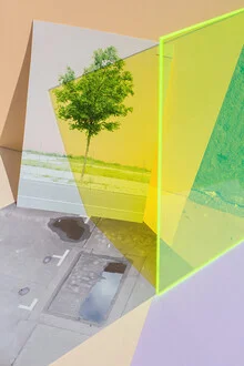 Photo art by Virginia Garfunkel: abstract composition with bright colors and urban flair