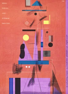 Illustration featuring retro elements showcasing speed and printing services