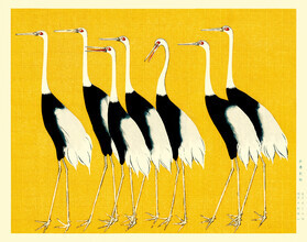 Japanese Vintage Art, Red crown cranes by Ogata Korin