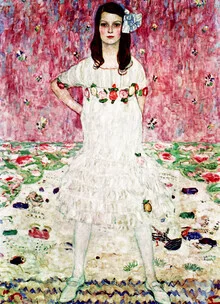 Wall art by Gustav Klimt: stylized representation of a girl in vibrant colors