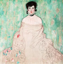 Illustration by Gustav Klimt: Stylish portrait of a woman in Art Nouveau style.