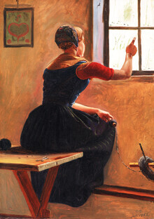 Art Classics, Christen Dalsgaard: A Young Girl in Jutland Writing her Beloved's Name on a Misty Window