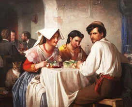 Wall art by Carl Bloch: lively scenes from a Roman osteria filled with warmth.