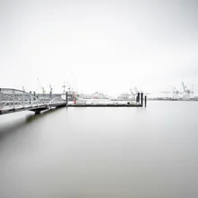Photo art by Dennis Wehrmann: gentle harbour view of Hamburg at night