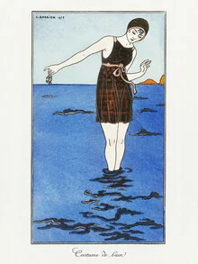 Illustration by George Barbier: stylish swimwear in soft colors