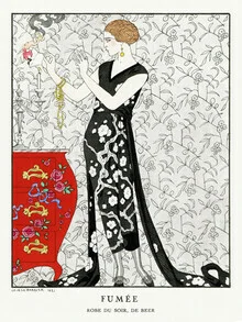 Illustration by George Barbier: soft colors and stylish figures in a nostalgic setting