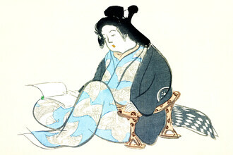 Japanese Vintage Art, Lesende Dame aus Momoyogusa