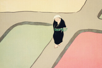 Japanese Vintage Art, Path through the fields (Germany, Europe)