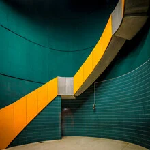 Photo art by Franz Sussbauer: minimalist spiral staircase in a subway station
