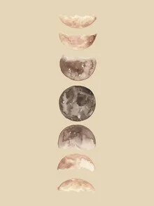 Wall art featuring moon phases: soft colors and rounded shapes in a Scandinavian style