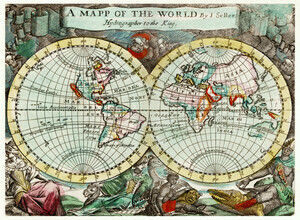Vintage Nature Graphics, A Mapp of the World (Großbritannien, Europa)