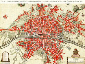 Vintage Nature Graphics, Le Plan de Paris, ses Faubourgs et ses Environs / Platte Grond van Par (Frankreich, Europa)