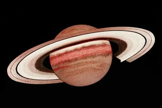 Vintage illustration of Saturn: detailed depiction of the planet in space.