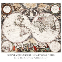Vintage Nature Graphics, Pieter Goos: Nieuwe Werelt Kaert (Niederlande, Europa)