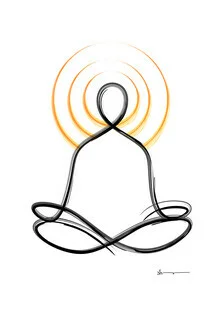 Illustration by Shankar Ramakrishnan: minimalistic yoga silhouette in a meditative pose