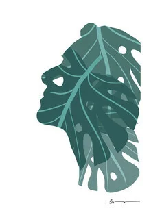 Wall art featuring a woman's silhouette immersed in nature, minimalistic and calming.