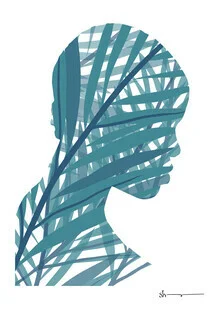 Wall art by Shankar Ramakrishnan: minimalistic silhouette of a woman in nature