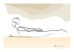 Illustration by Shankar Ramakrishnan: calm depiction of the locust pose in yoga