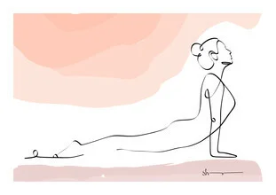 Wall art of a yoga pose: Cobra pose depicted in a calm, minimalistic style.
