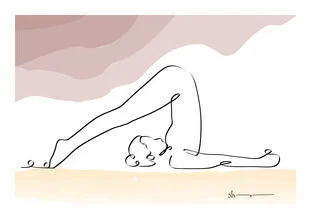Illustration by Shankar Ramakrishnan: Plow Pose - Halasana in a calm position
