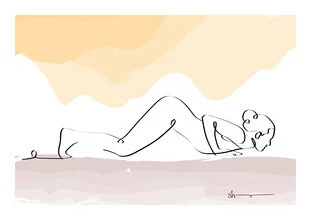 Illustration by Shankar Ramakrishnan: yoga pose with eight parts in soft colors