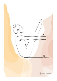Illustration by Shankar Ramakrishnan: Boat pose in yoga, minimalistic and calming.