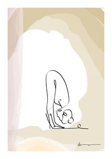 Illustration by Shankar Ramakrishnan: Uttanasana pose in soft pastel colors.