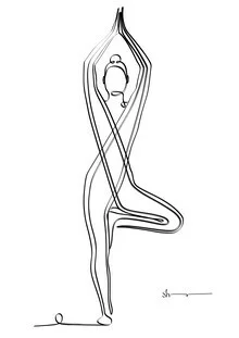Illustration by Shankar Ramakrishnan: relaxed person in tree pose