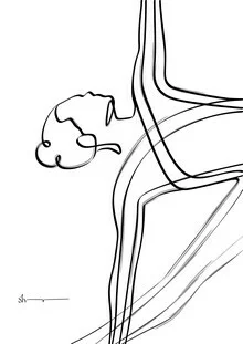 Abstract illustration of a yoga pose in calm colors, conveying relaxation.