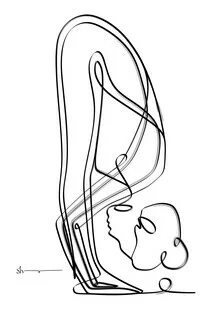 Illustration by Shankar Ramakrishnan: Yoga pose in forward bend style
