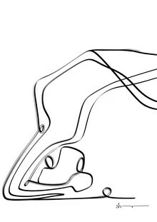 Wall art: abstract representation of a person in the staff pose in yoga.