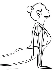 Abstract illustration of a Cobra pose in yoga with soft colors.