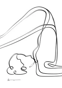 Abstract illustration of a Plow Pose with gentle colors and harmonious shapes