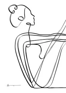 Abstract illustration of a boat pose, radiating calm and balance.