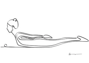 Illustration by Shankar Ramakrishnan: calming yoga pose in soft colors