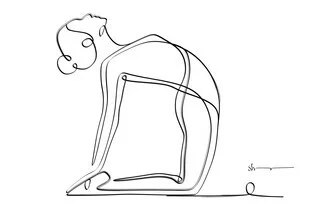 Wall art by Shankar Ramakrishnan: stylized depiction of the Camel Pose in yoga