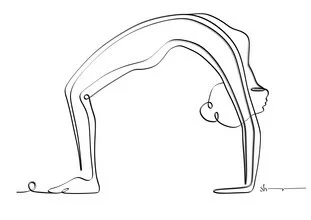 Wall art: abstract depiction of Upward Bow Pose with gentle lines and calming colors