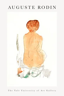 Wall art by Auguste Rodin: nude drawing of a seated woman from behind