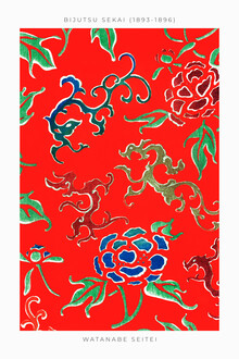 Japanese Vintage Art, Flower Pattern by Watanabe Seitei 1893