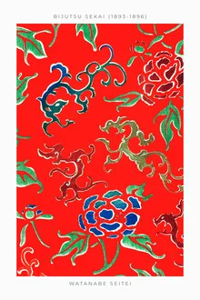 Wall art featuring floral patterns: delicate flowers in a nostalgic Japanese style